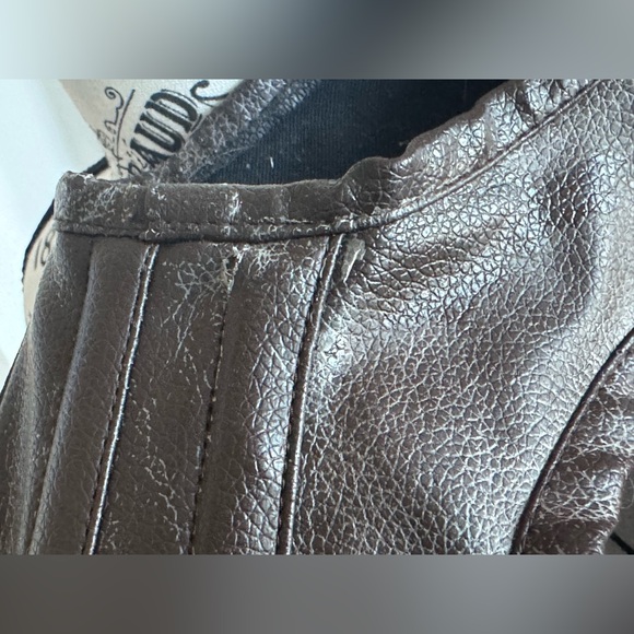 Burleska Corset Zip Up Brown Faux Leather Buckles Steampunk Goth Top 26 *Flawed - Picture 9 of 12